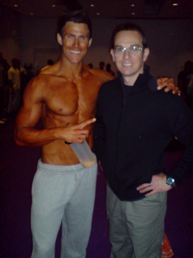 image shows: Personal Trainer Tim Sharp With a client a competition 