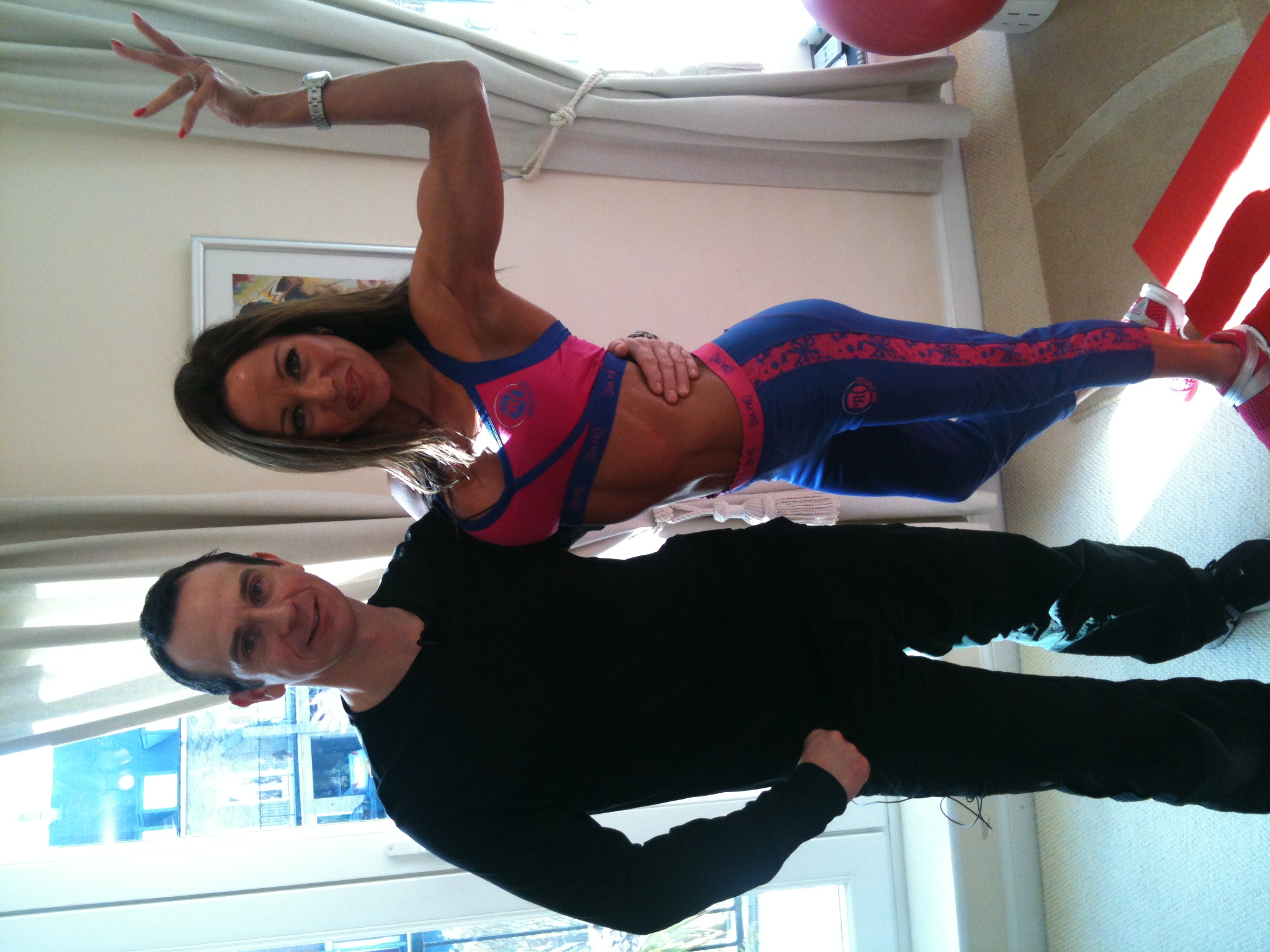An image of Personal Trainer Tim Sharp Stunning Rachel filming 2012 goes here.