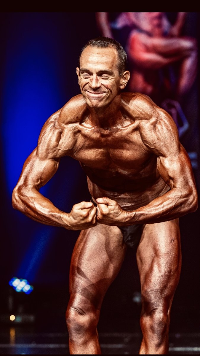 image shows: Tim poses at the 2019 BNBF Central Contest on his way to collect 3<sup>rd</sup> spot in the Over 50s category.