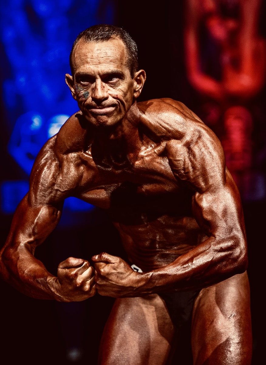 image shows: Tim poses at the 2019 BNBF Central Contest on his way to collect 3<sup>rd</sup> spot in the Over 50s category.