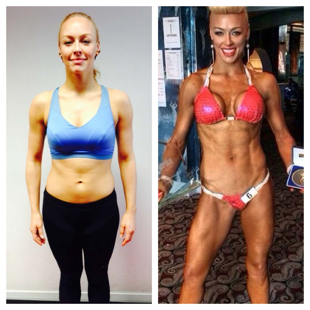 image shows: Hayley SteeleUnited Kingdom UKDFBA Amateur Fit Body Champion before and after