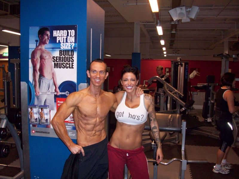 image shows: Celebrity Personal Trainer Tim with Jodie Marsh she has built a body that the media can`t get enough of with the help of Tim Sharp